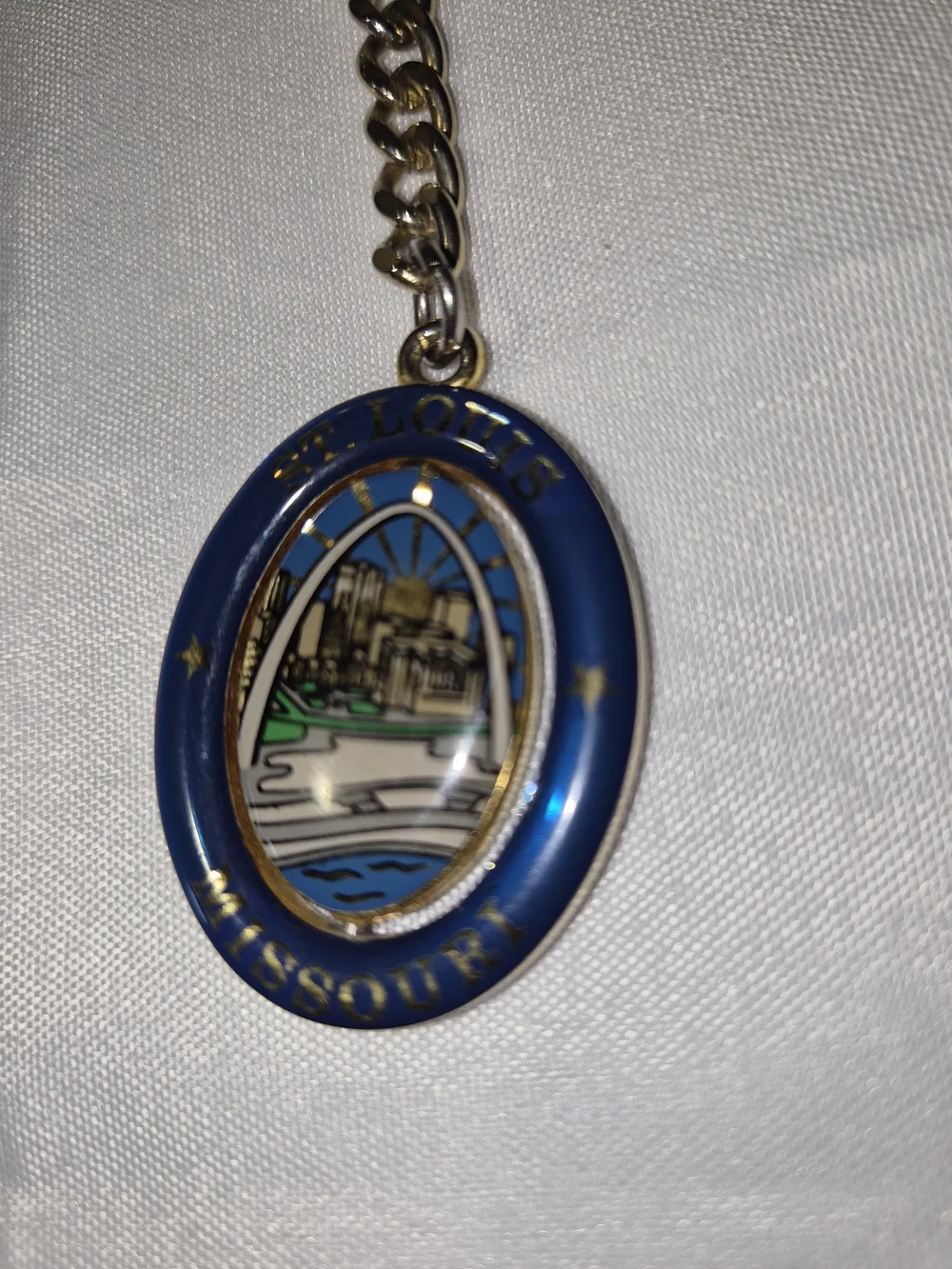 St. Louis Missouri Blue Oval Souvenir Keychain